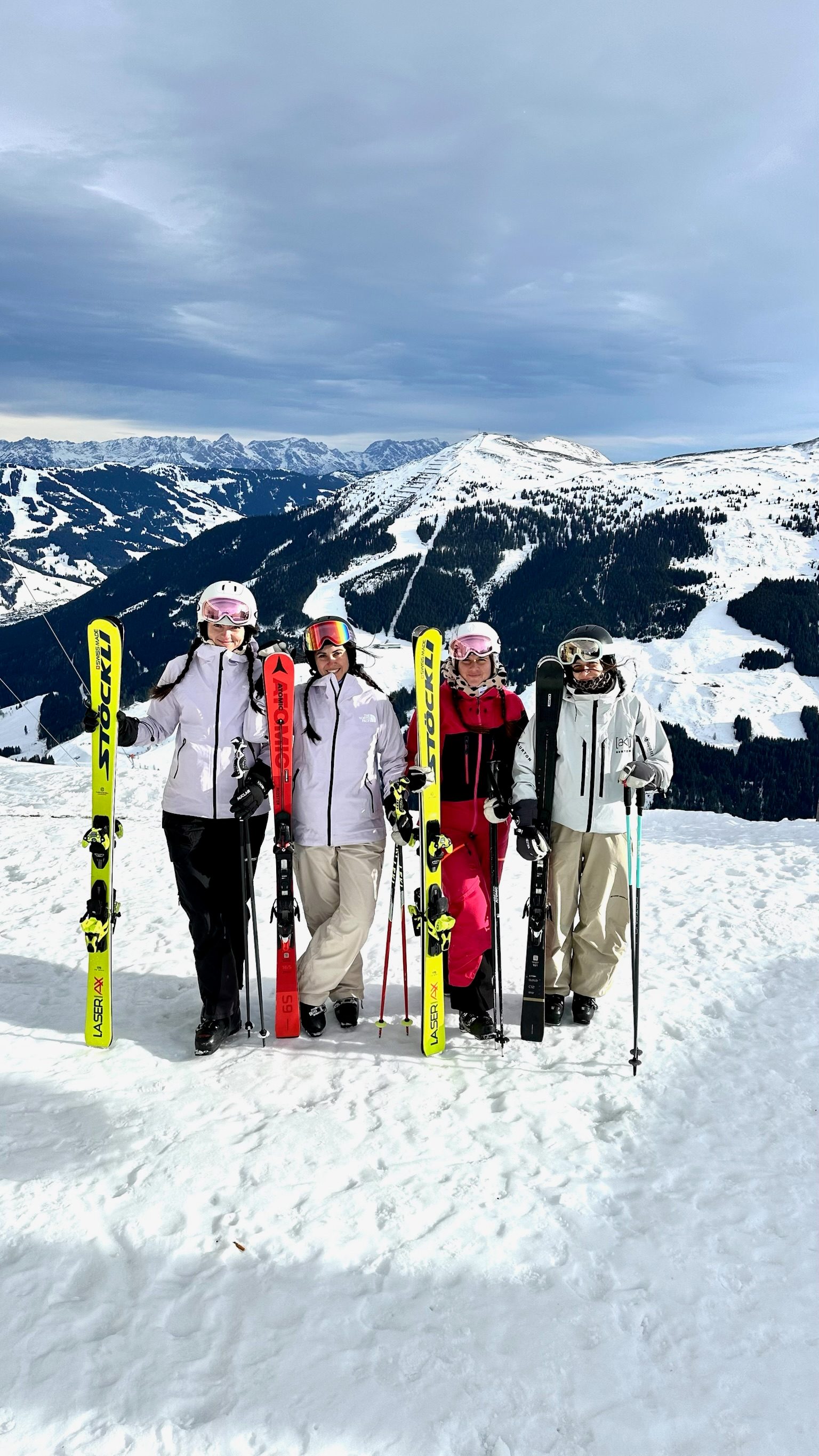 Group posing for a photo in the snow