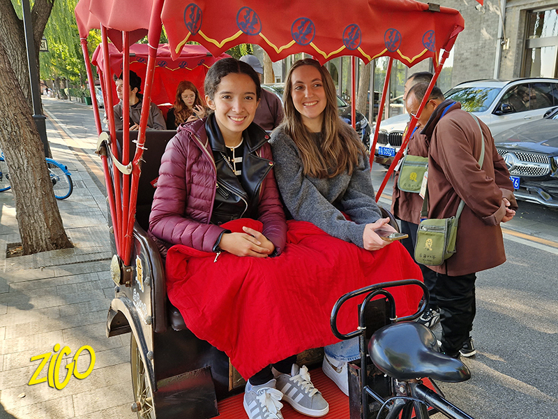 Riding through the city by rickshaw
