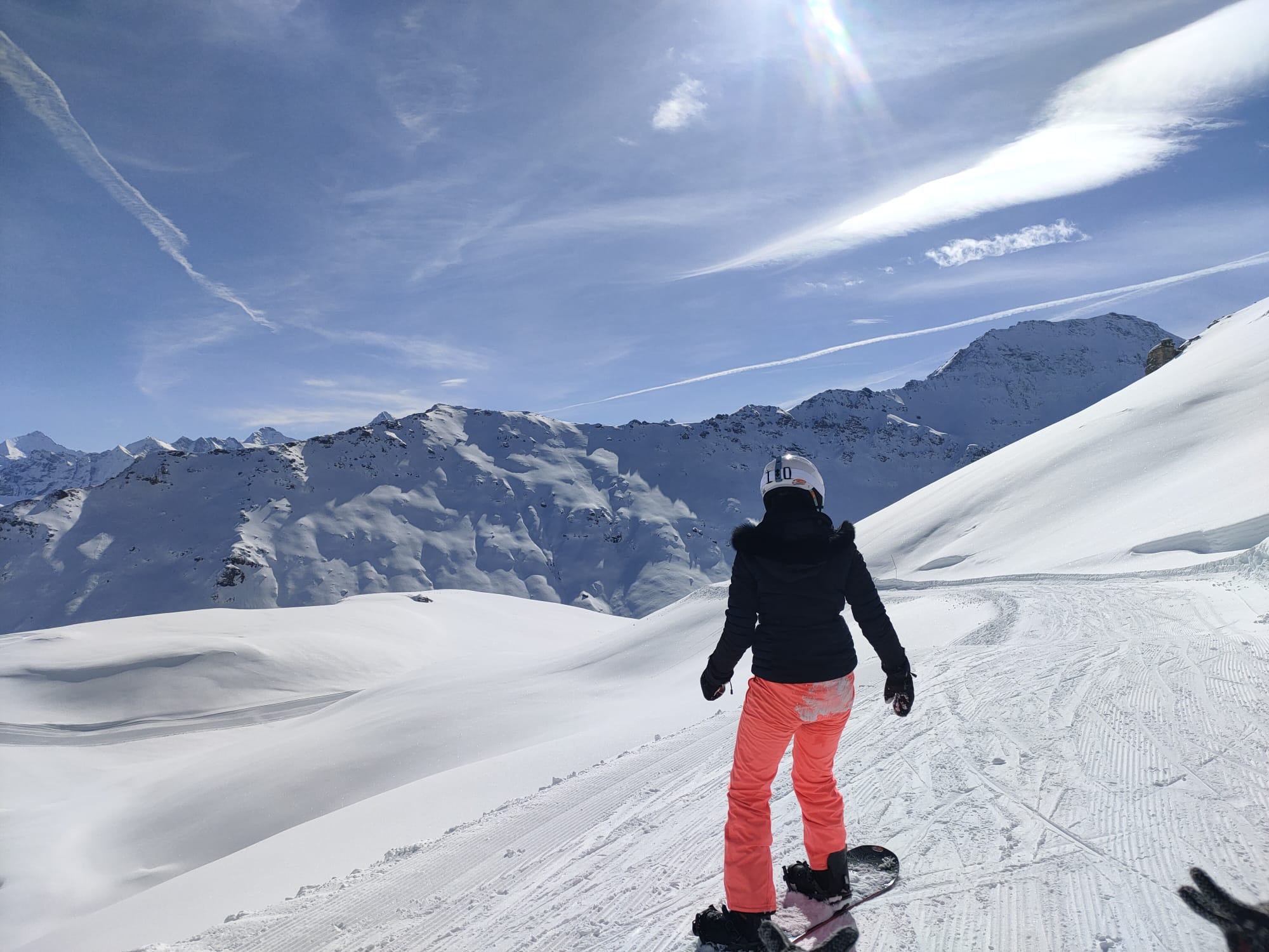 Snow-covered mountains of the Val d'Hérens seen from Évolène
