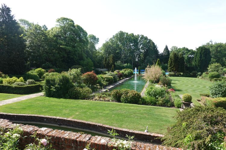 The formal gardens in the school grounds