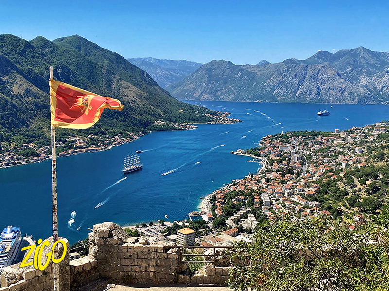 Looking down over the Bay of Kotor