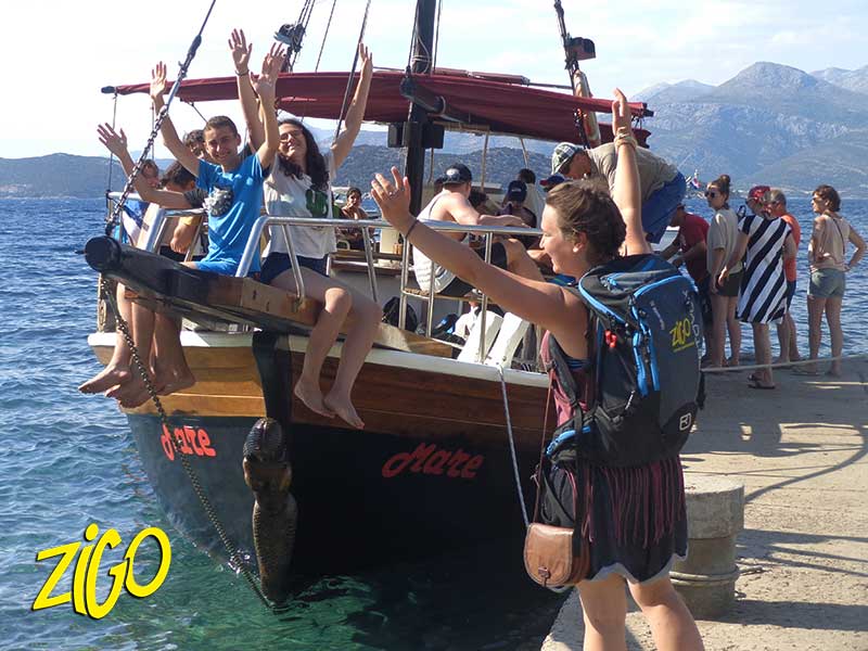 The group aboard the boat for the island excursion