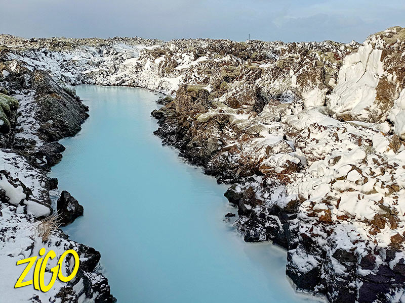 Geothermal water in a winter landscape
