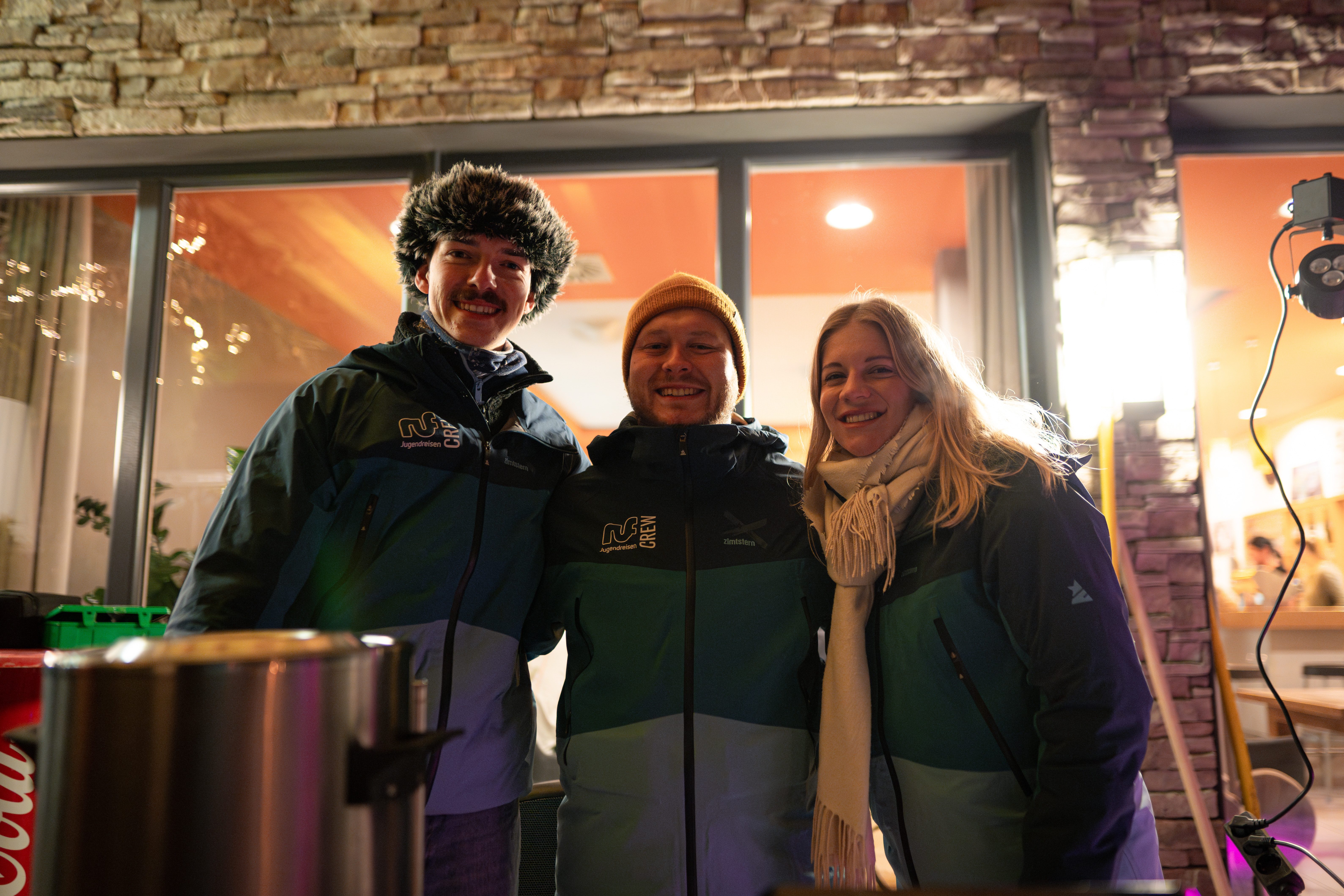 ruf snowguides outside the house at the mulled wine evening