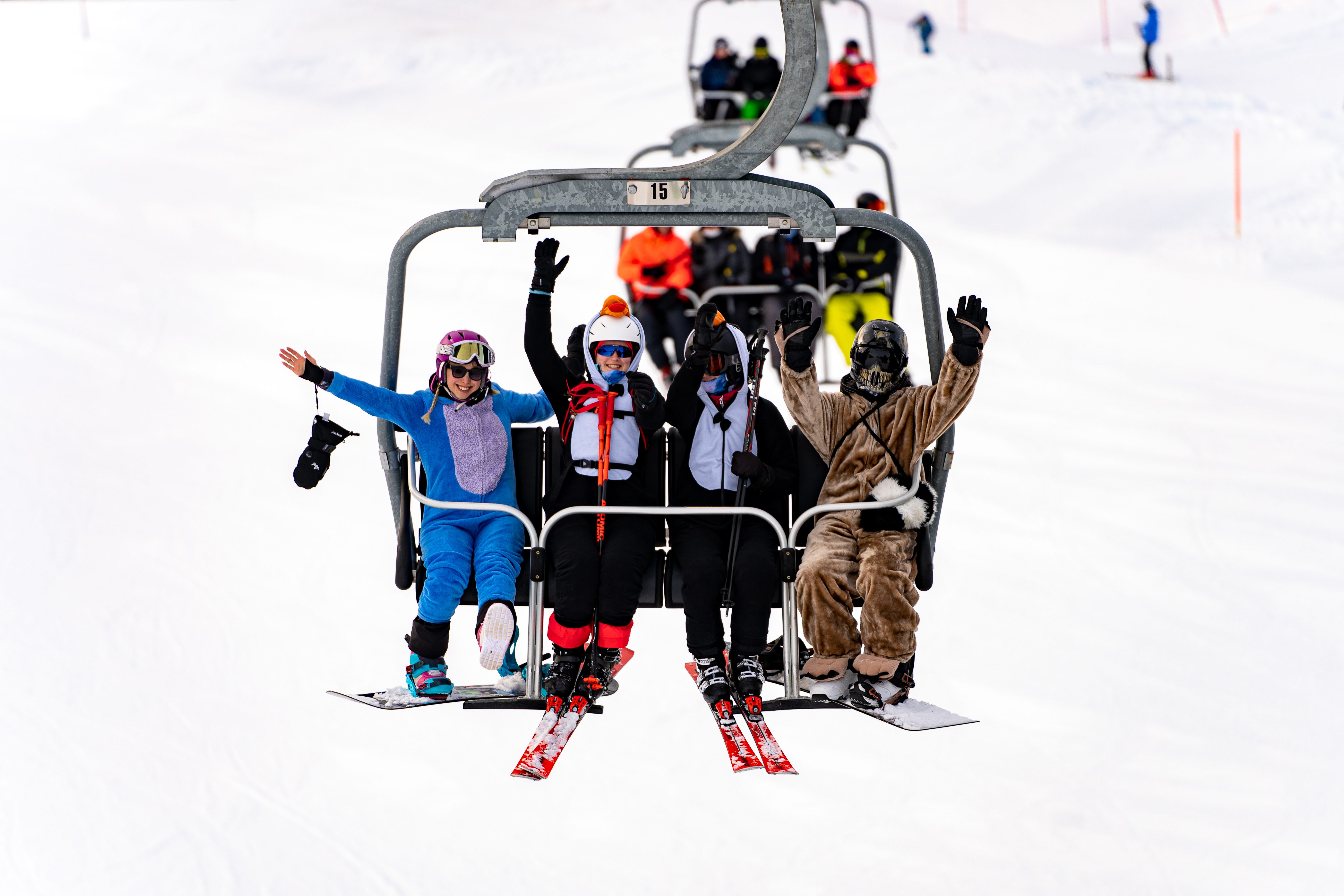 Young people in a gondola