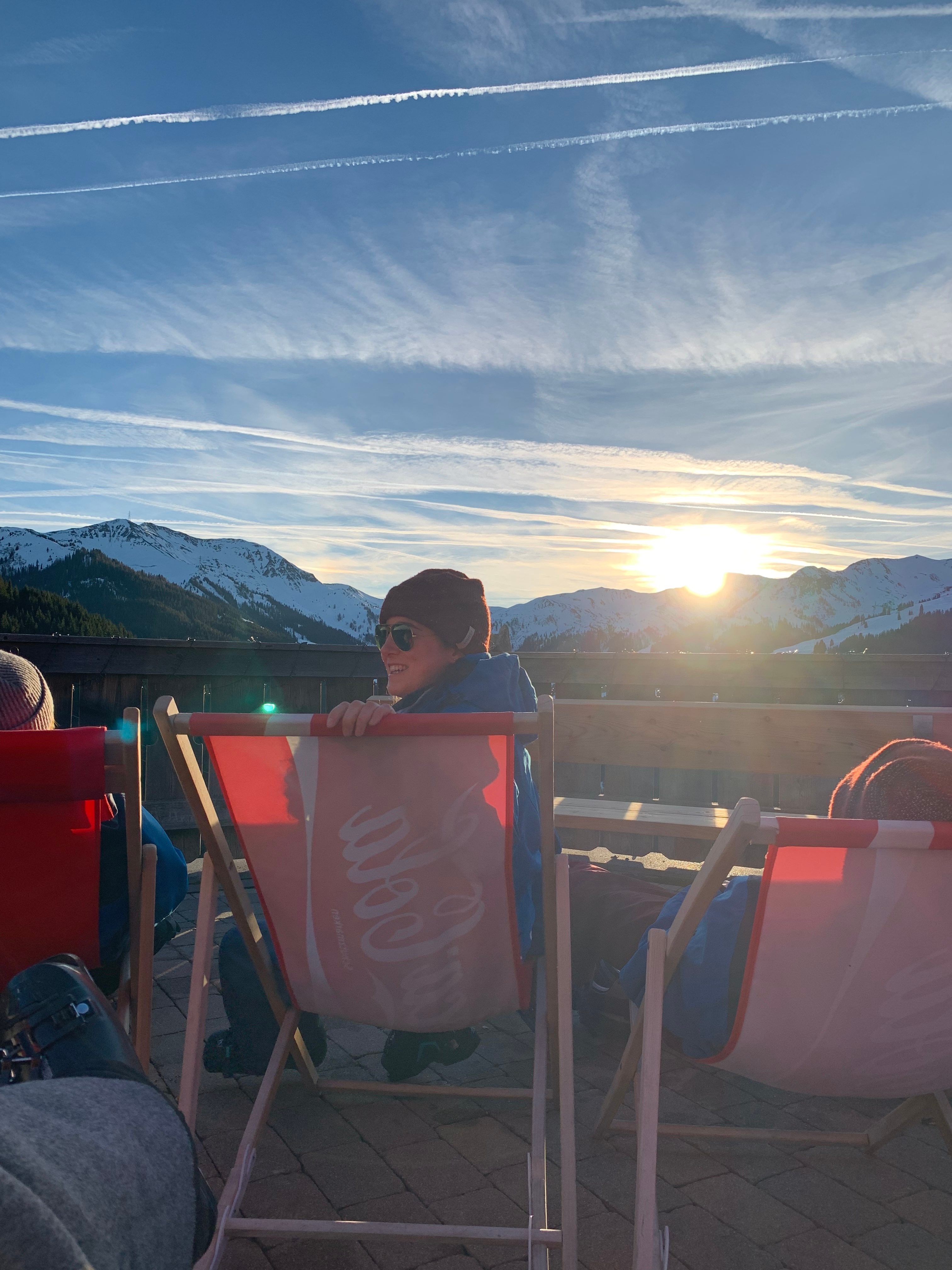 Sunset at a mountain hut in Saalbach
