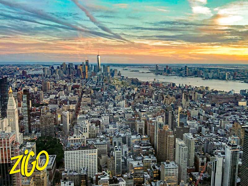 A wide view over the rooftops and avenues of Manhattan