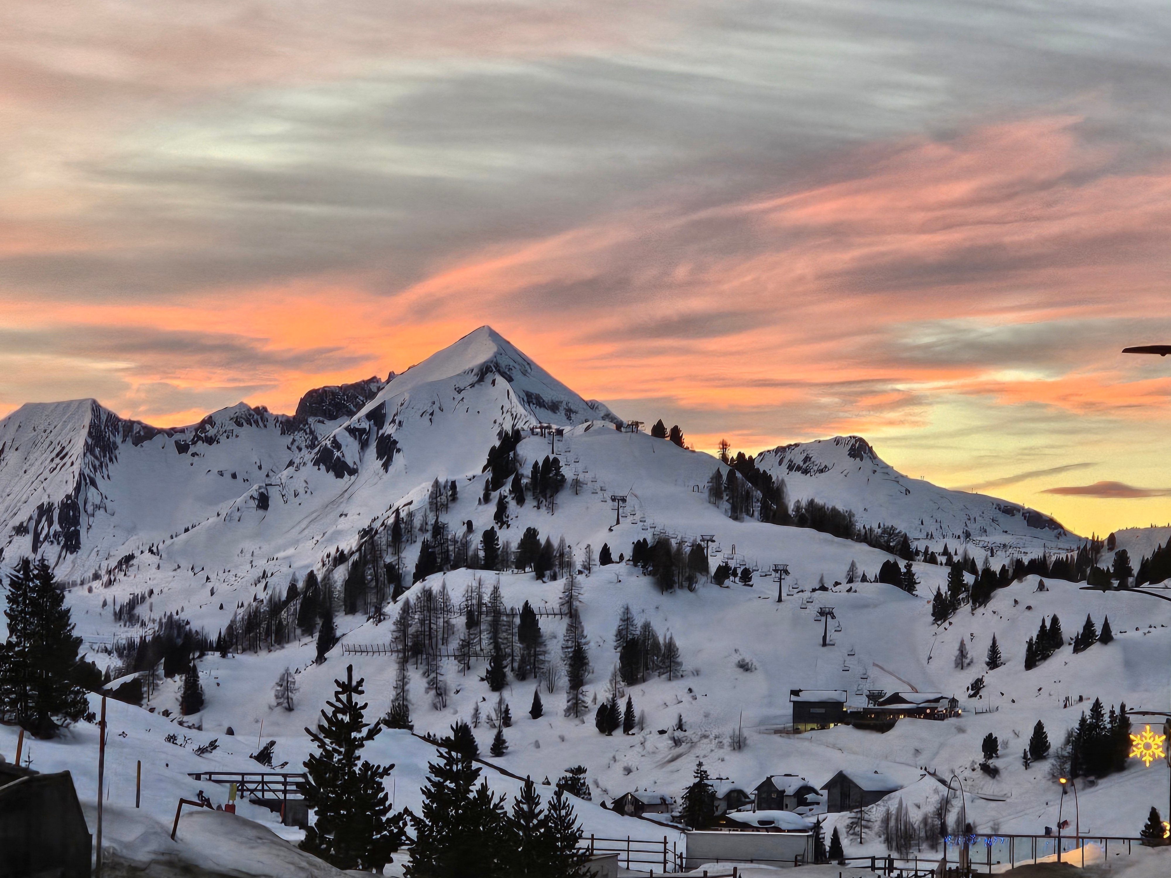 Mountain at sunset above Obertauern