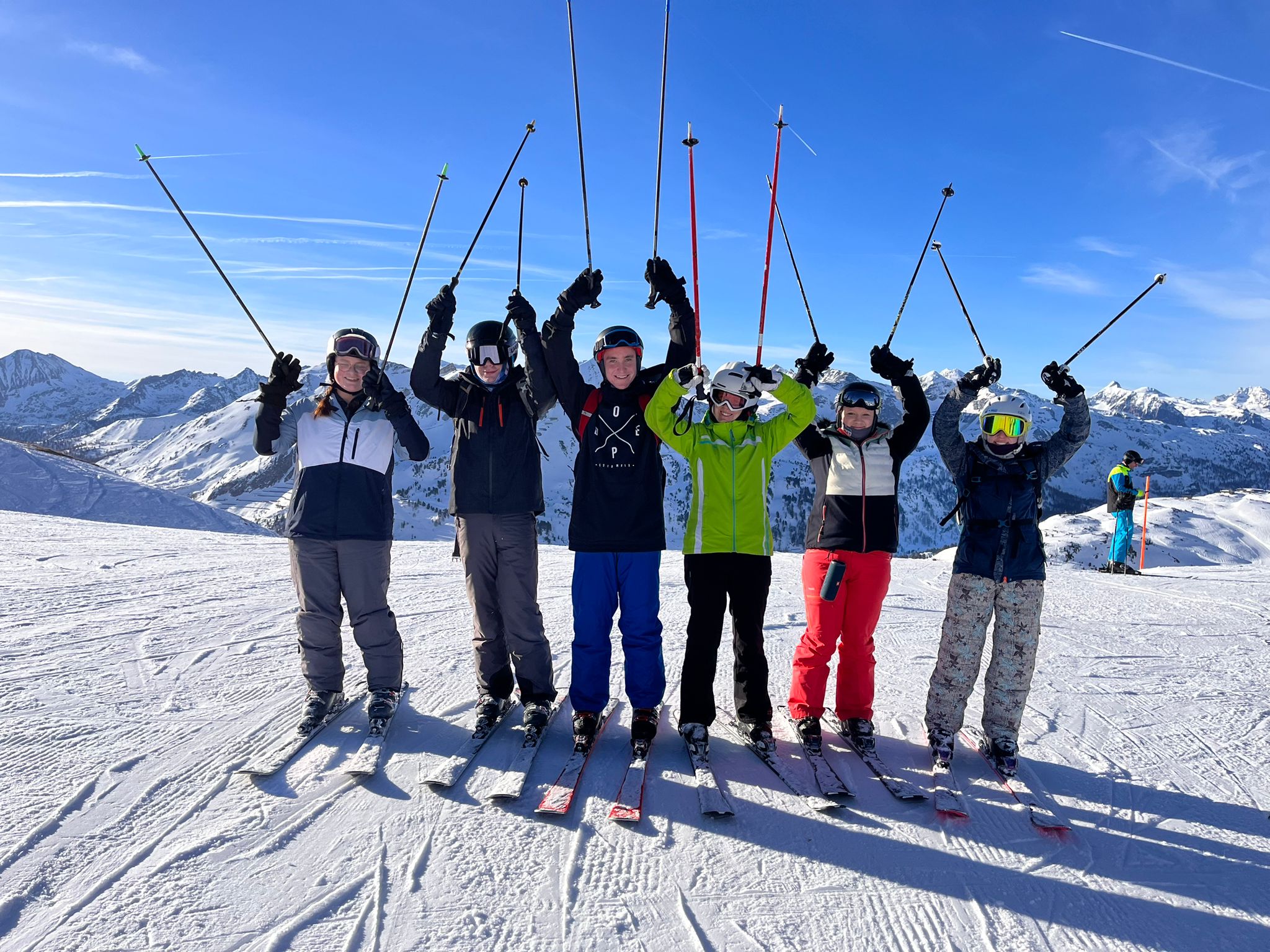 Group photo on skis