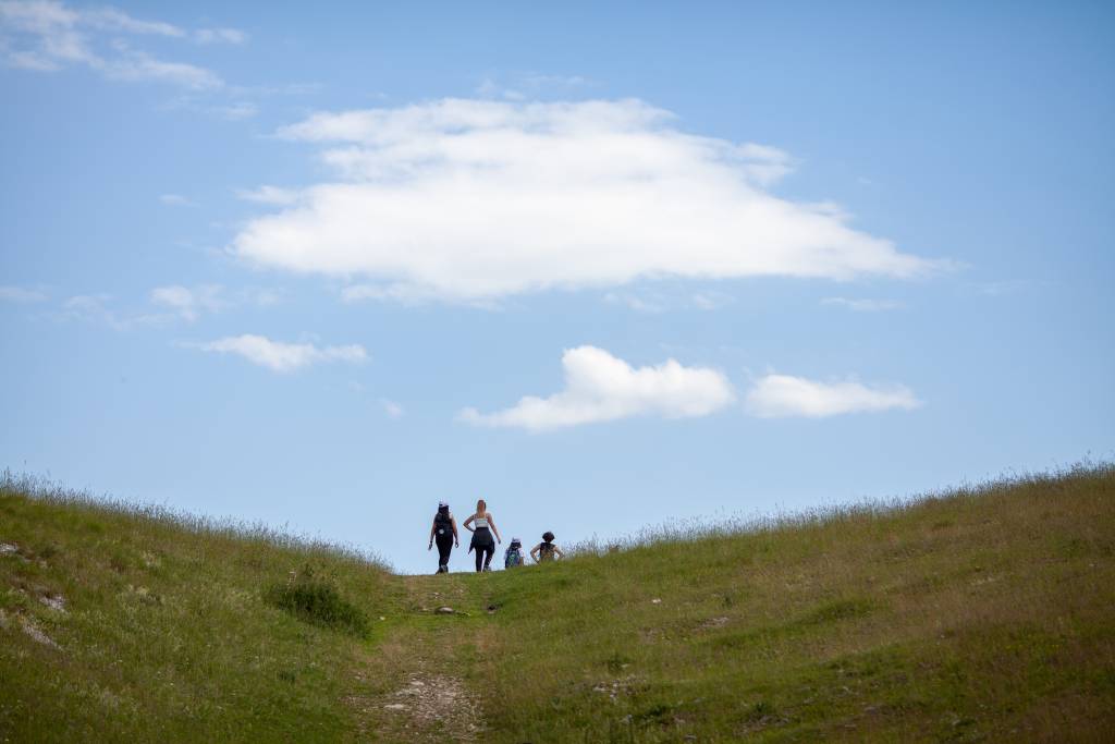 Mountain trekking with the group