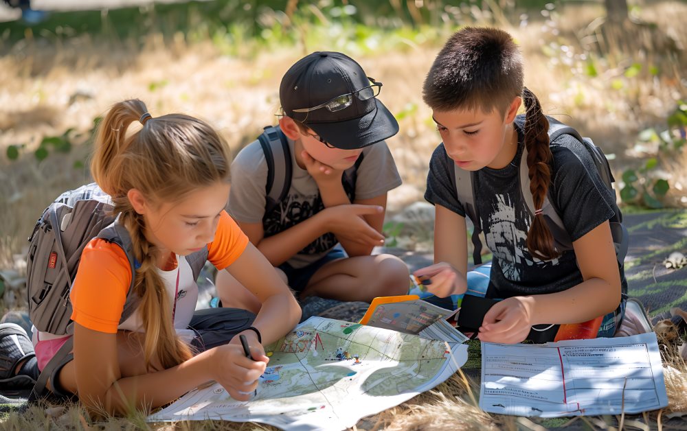 Navigation with a map at the camp