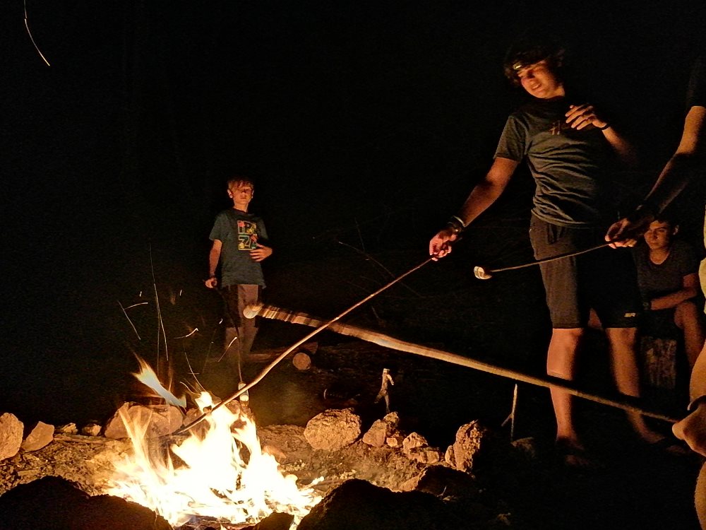 Night campfire and survival session