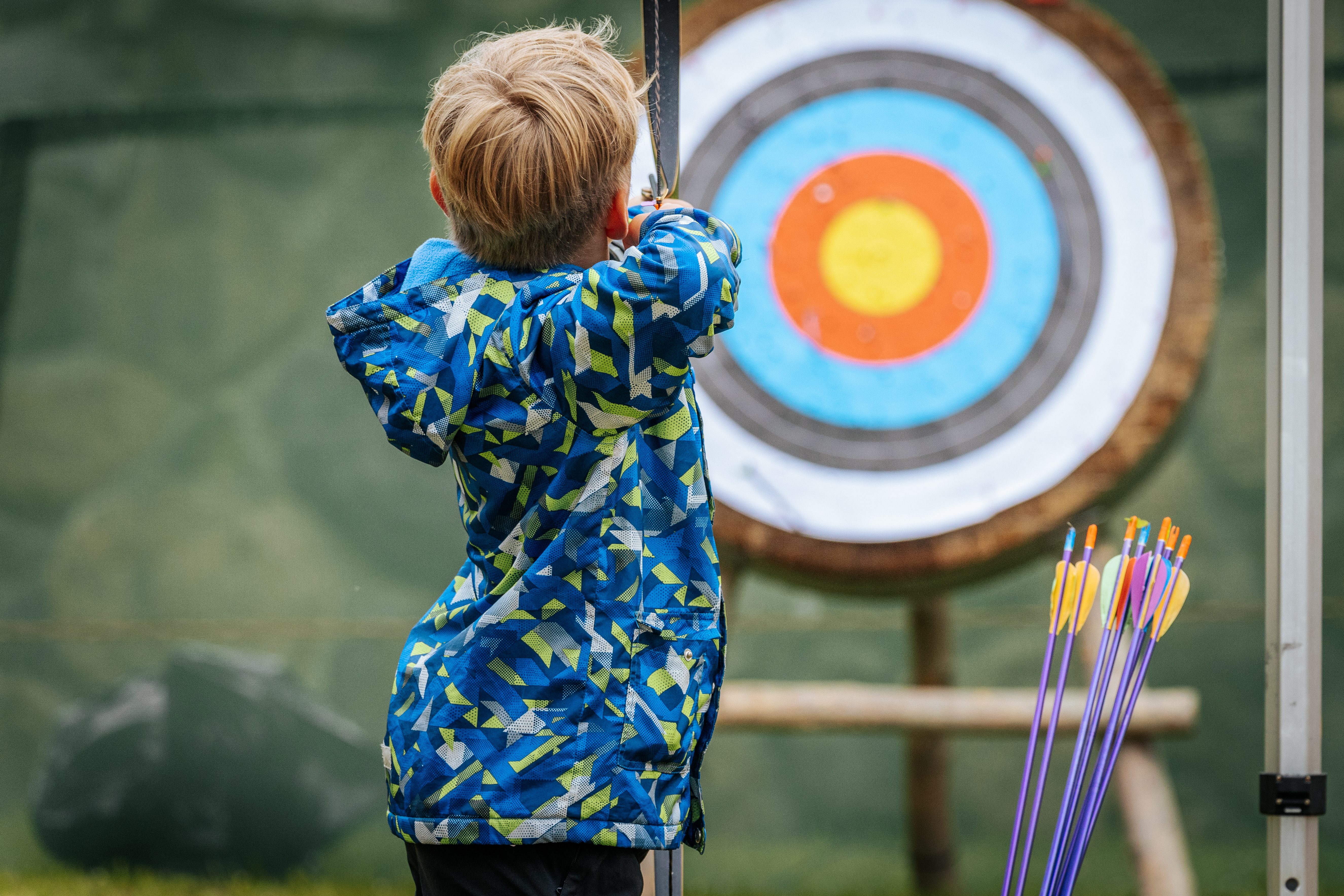 A boy doing archery