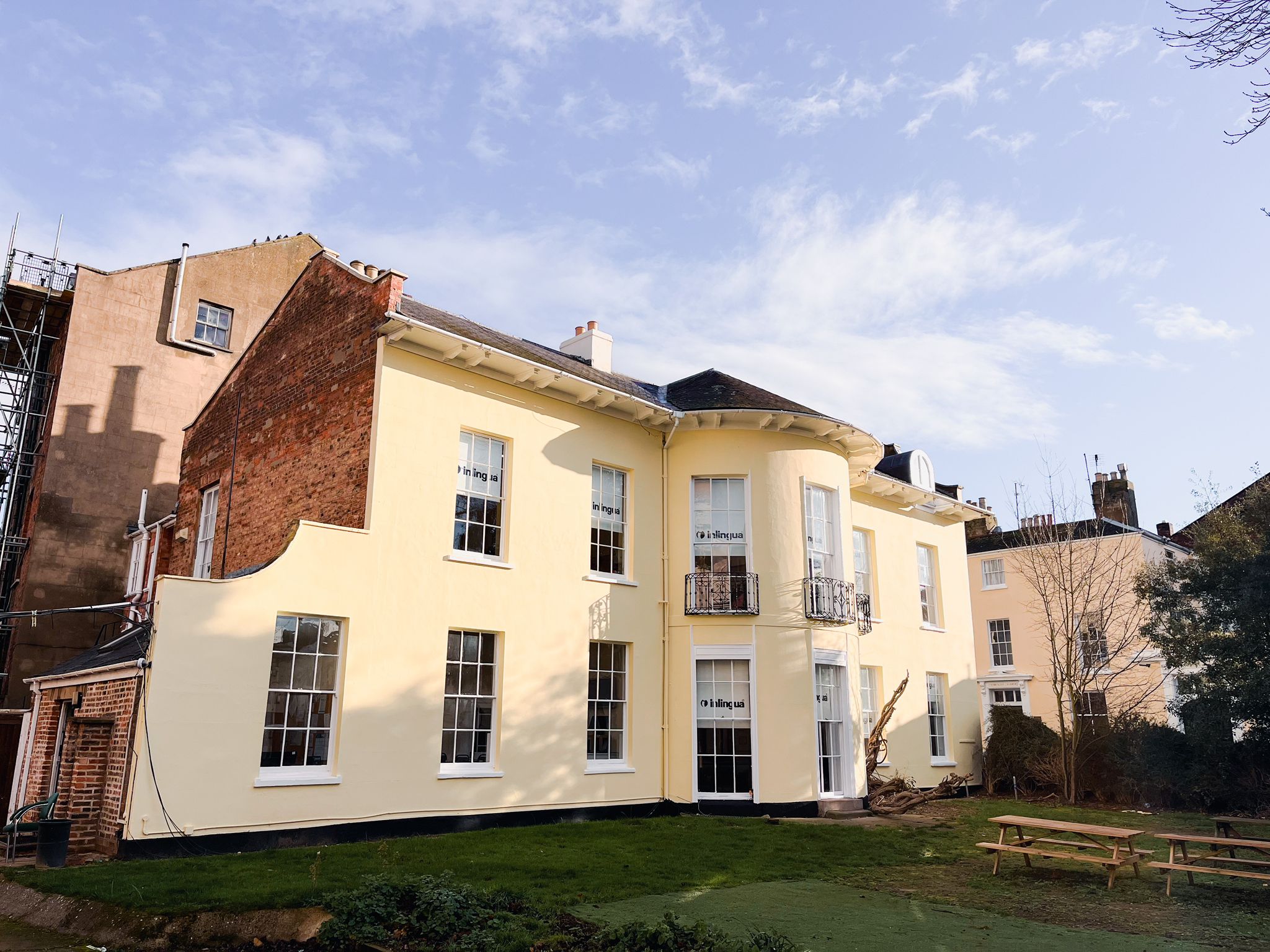 The Regency facade of inlingua Cheltenham at Rodney Lodge, 9 Rodney Road