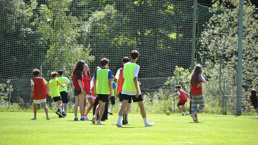 Players on the pitch at Liddes during the football camp