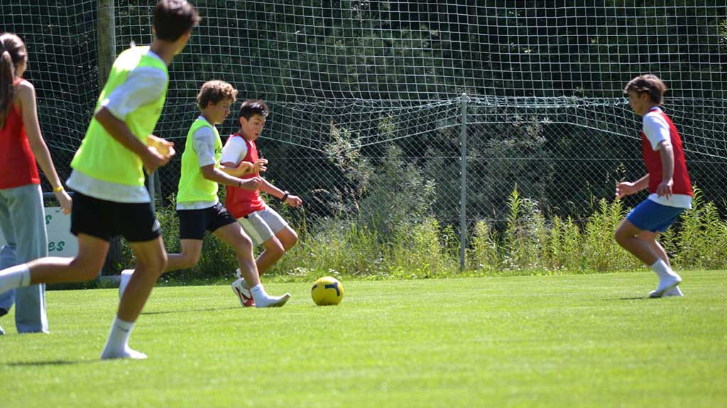 Teenagers at the Liddes United football camp