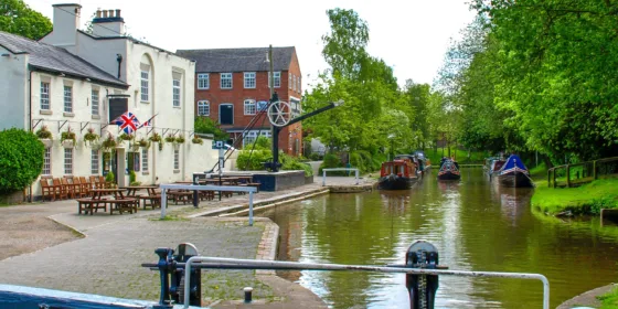 One of the lock gates on the Shropshire Union Canal which flows through Chester.