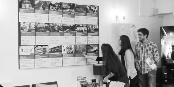 Students look at the range of excursions and activities available at the English language centre in Chester.