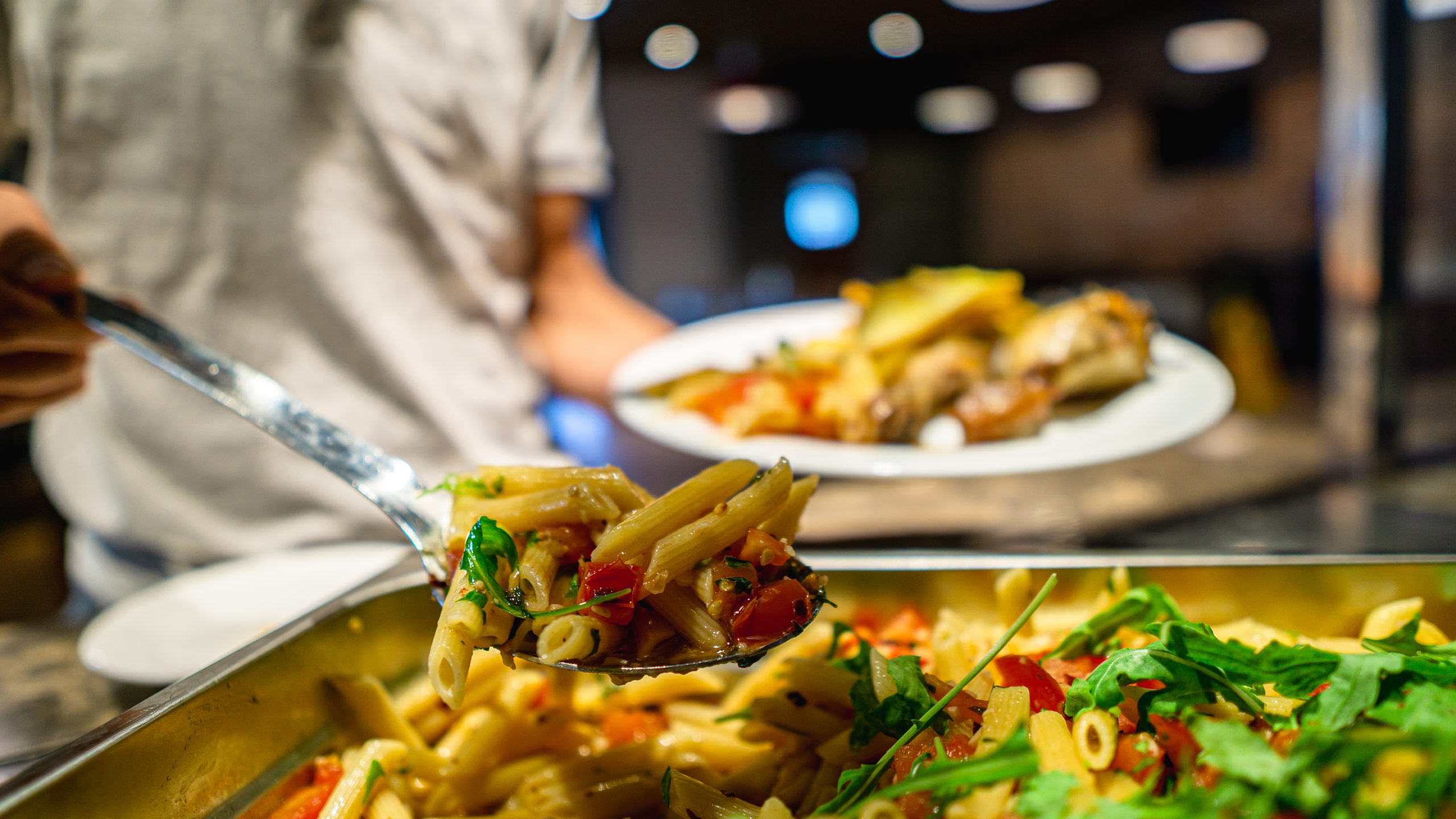 European School of English Malta Pasta being served at the Vecchia Napoli restaurant at Salini Resort - for teens