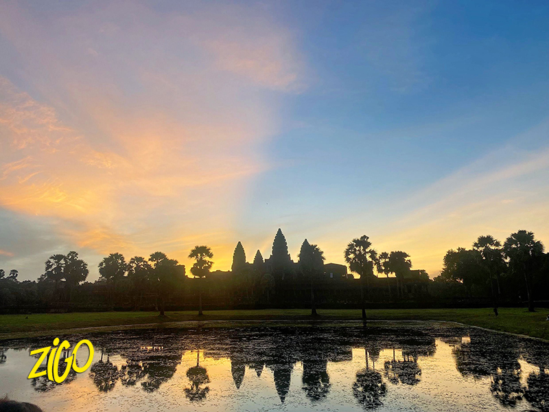 The towers of Angkor Wat at first light