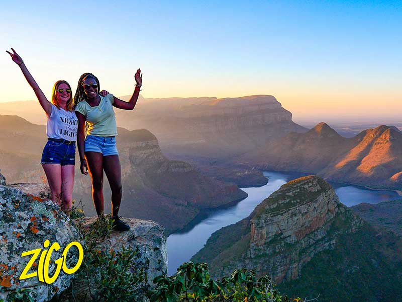 Two participants at the canyon viewpoint