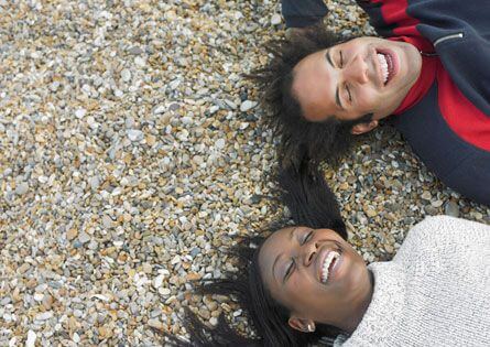 Group of LSI Brighton students relaxing together on Brighton beach