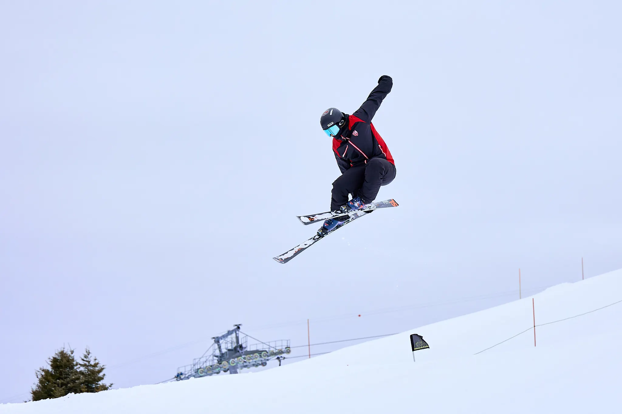A camper skiing on the Villars slopes