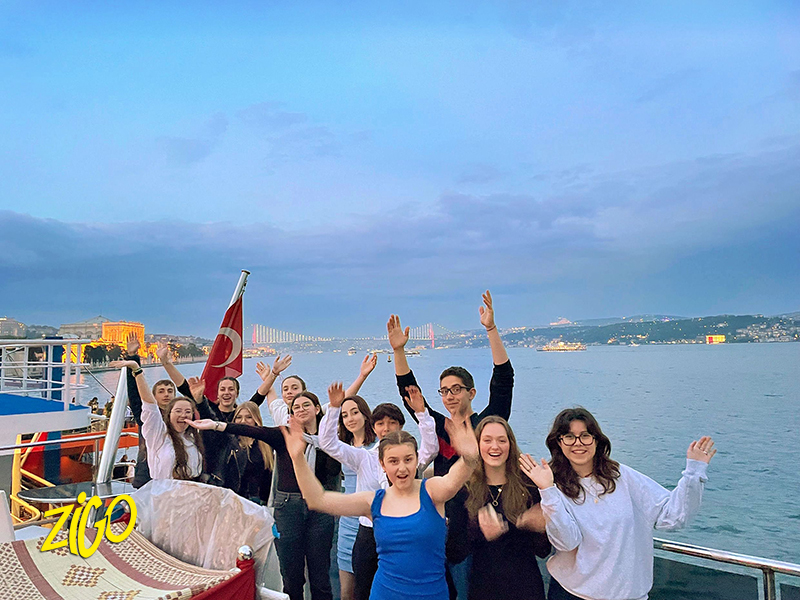 The group on deck during the Bosphorus cruise