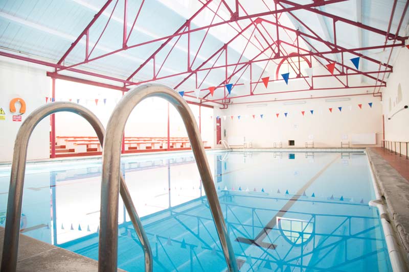 The indoor swimming pool on the school campus