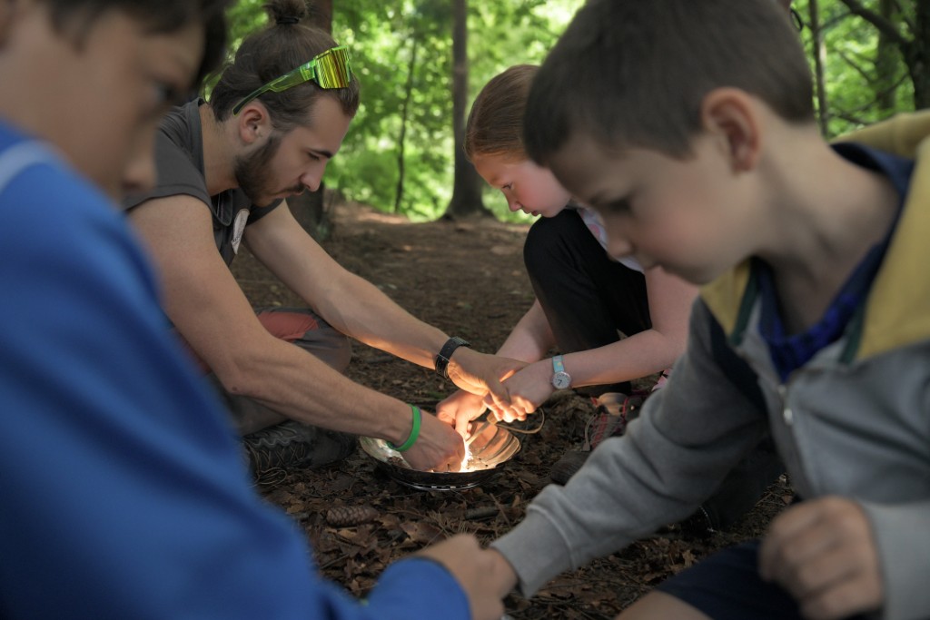 Instructor teaching survival technique