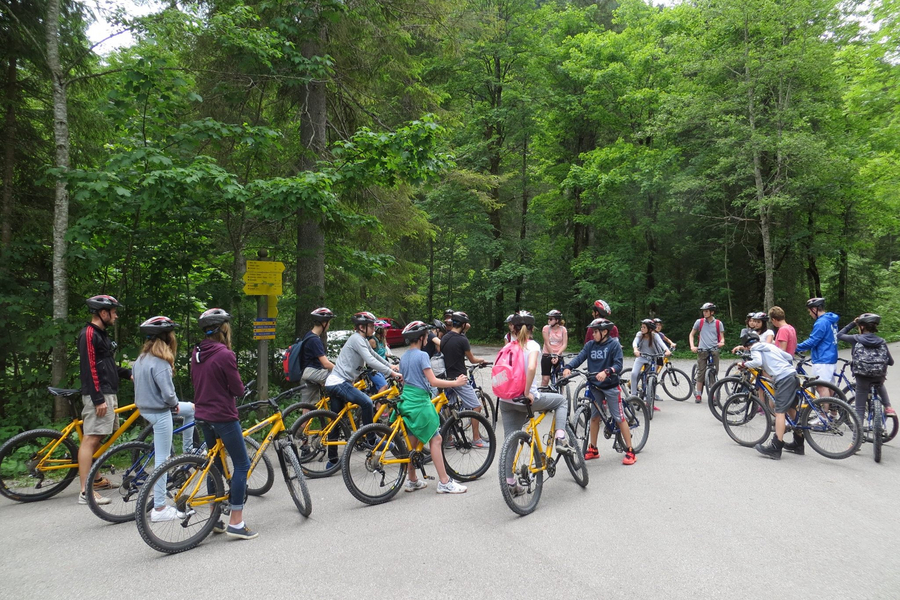A cycling activity at the GLS Munich Adventure camp