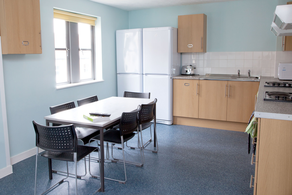 Kitchen shared by the rooms in one flat of the residence