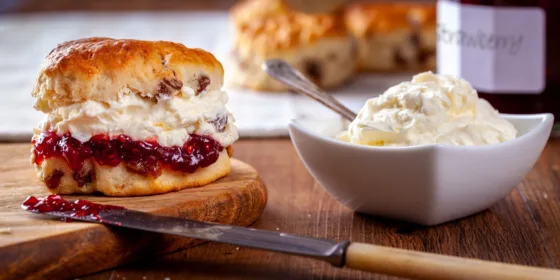 A traditional English cream tea, one of the social programme activities in Brighton.