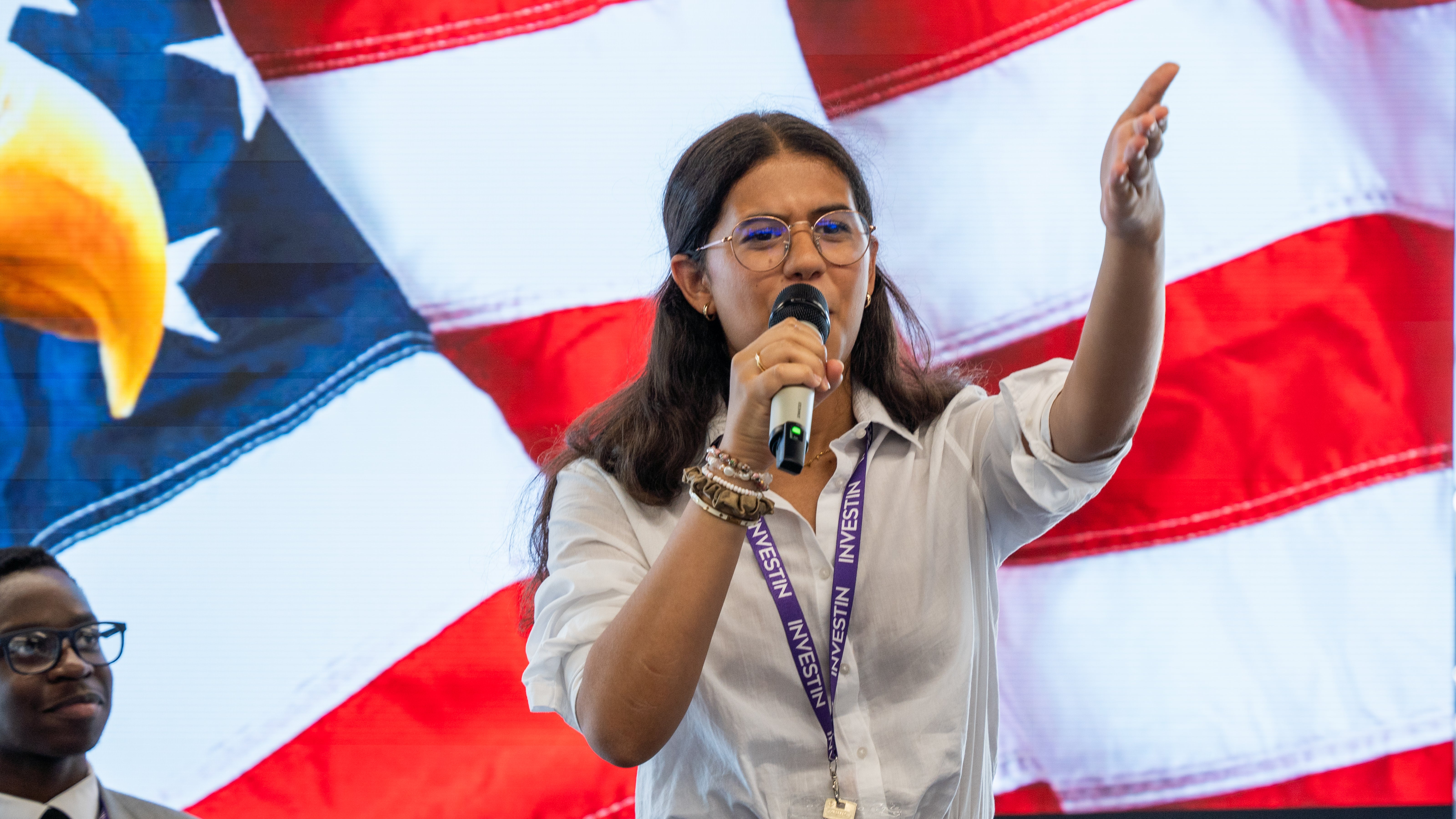 InvestIN student delivering a speech on the International Politics Programme