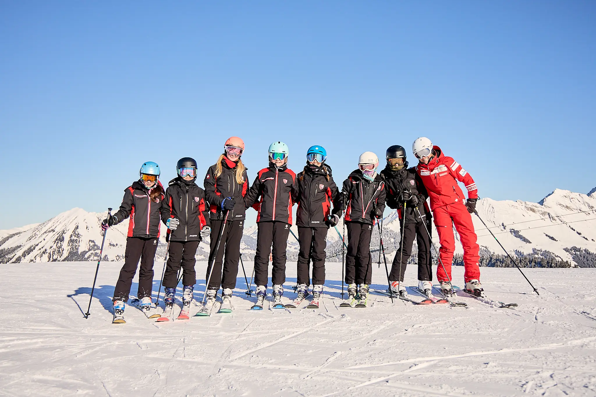 A group of children in ski gear at La Garenne