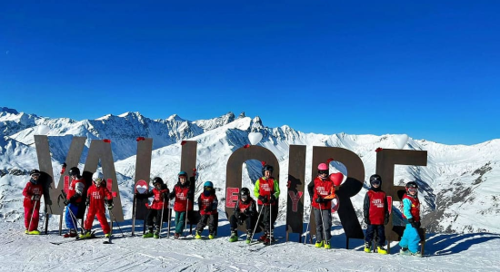 Children skiing at the Ski Etoiles camp in Valloire, Savoie