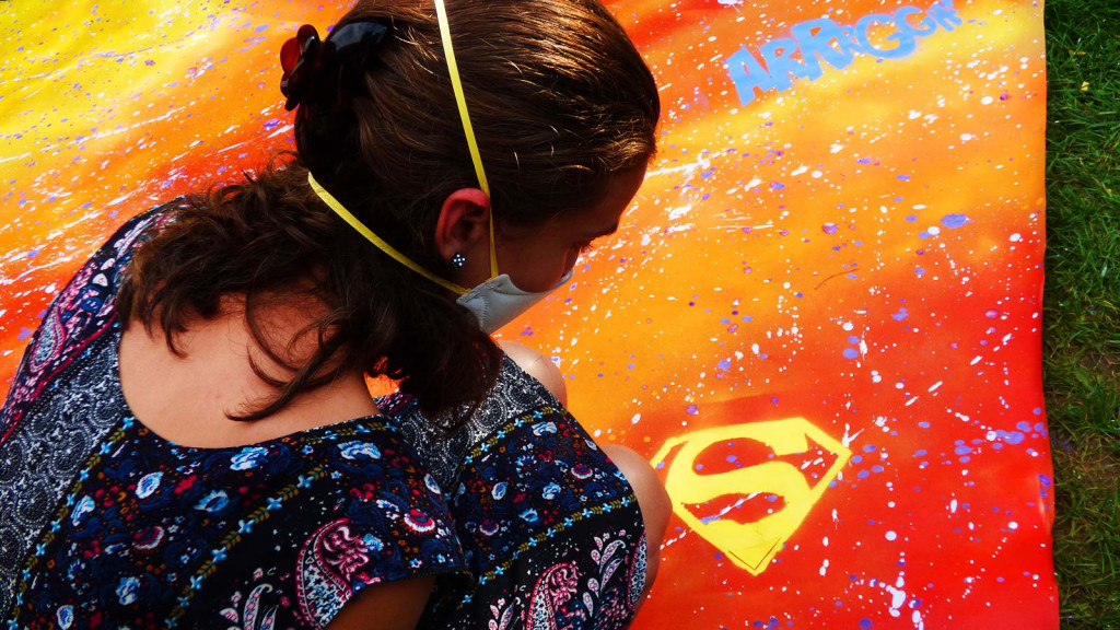 Graffiti workshop at the friLingue camp in Estavayer-le-Lac
