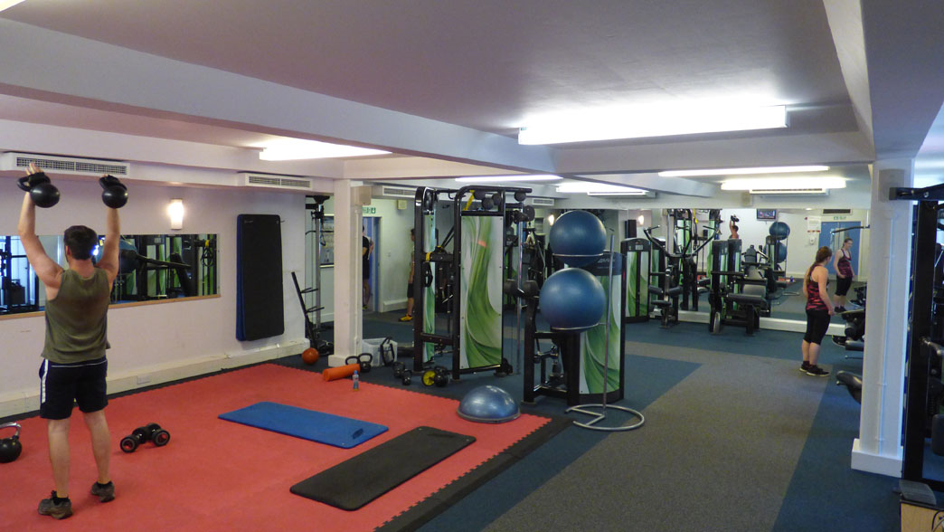 Gym and fitness centre on the University of Sussex campus, open to camp players