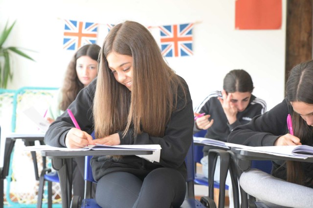 English lesson in the classroom