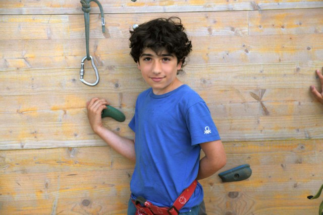 Climbing on the artificial wall