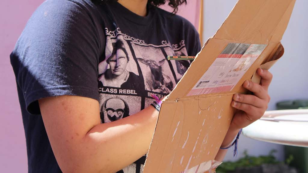 Camp participants working on their art projects