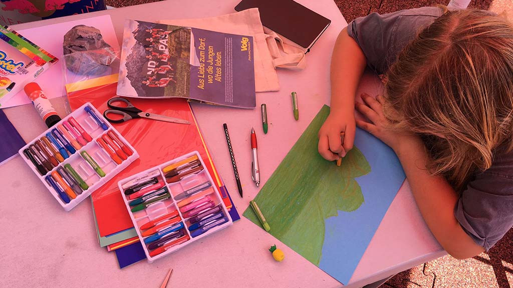 Summer art camp in the Swiss mountains