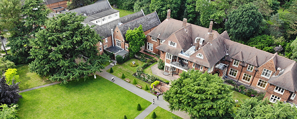 Aerial view of the Marymount International School campus in Kingston upon Thames