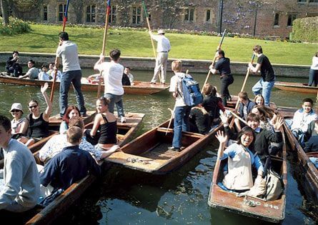 LSI Cambridge students punting on the river during an activity session